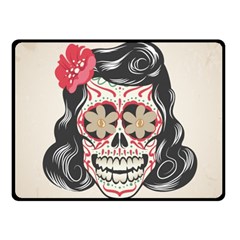 Woman Sugar Skull Fleece Blanket (small)