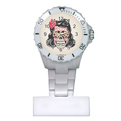 Woman Sugar Skull Plastic Nurses Watch by LimeGreenFlamingo