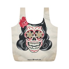 Woman Sugar Skull Full Print Recycle Bags (m)  by LimeGreenFlamingo