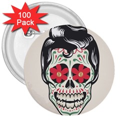 Man Sugar Skull 3  Buttons (100 Pack)  by LimeGreenFlamingo