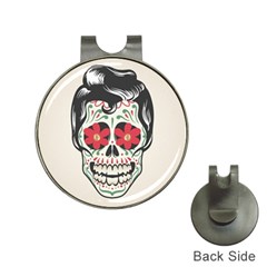 Man Sugar Skull Hat Clips With Golf Markers by LimeGreenFlamingo