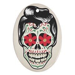 Man Sugar Skull Oval Ornament (two Sides) by LimeGreenFlamingo