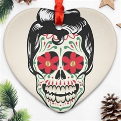 Man Sugar Skull Heart Ornament (two Sides) by LimeGreenFlamingo