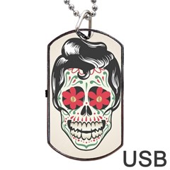 Man Sugar Skull Dog Tag Usb Flash (one Side) by LimeGreenFlamingo