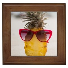 Pineapple With Sunglasses Framed Tiles by LimeGreenFlamingo