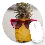 Pineapple With Sunglasses Round Mousepads Front