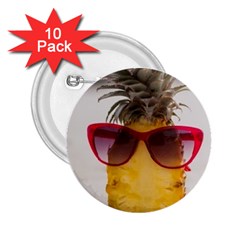 Pineapple With Sunglasses 2 25  Buttons (10 Pack) 