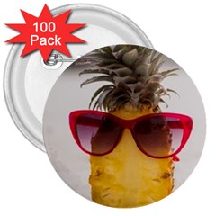 Pineapple With Sunglasses 3  Buttons (100 Pack)  by LimeGreenFlamingo