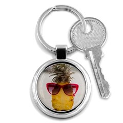 Pineapple With Sunglasses Key Chains (round)  by LimeGreenFlamingo