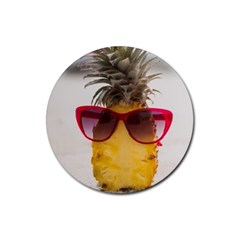 Pineapple With Sunglasses Rubber Coaster (round) 