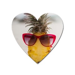 Pineapple With Sunglasses Heart Magnet by LimeGreenFlamingo