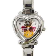 Pineapple With Sunglasses Heart Italian Charm Watch by LimeGreenFlamingo