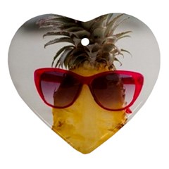 Pineapple With Sunglasses Heart Ornament (two Sides)