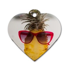 Pineapple With Sunglasses Dog Tag Heart (one Side)