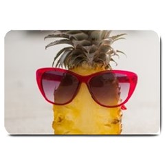 Pineapple With Sunglasses Large Doormat  by LimeGreenFlamingo