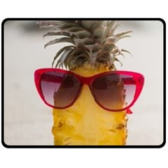 Pineapple With Sunglasses Fleece Blanket (medium)  by LimeGreenFlamingo