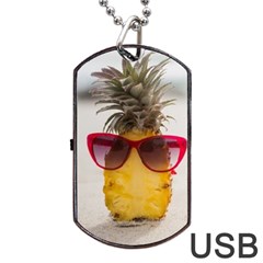 Pineapple With Sunglasses Dog Tag Usb Flash (one Side) by LimeGreenFlamingo