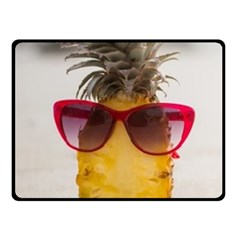 Pineapple With Sunglasses Double Sided Fleece Blanket (small) 