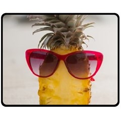 Pineapple With Sunglasses Double Sided Fleece Blanket (medium)  by LimeGreenFlamingo