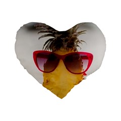 Pineapple With Sunglasses Standard 16  Premium Flano Heart Shape Cushions by LimeGreenFlamingo