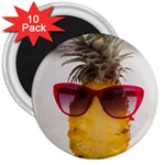 Pineapple With Sunglasses 3  Magnets (10 pack)  Front