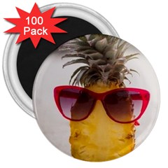 Pineapple With Sunglasses 3  Magnets (100 Pack) by LimeGreenFlamingo