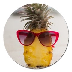 Pineapple With Sunglasses Magnet 5  (round) by LimeGreenFlamingo