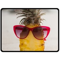 Pineapple With Sunglasses Fleece Blanket (large)  by LimeGreenFlamingo