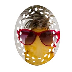 Pineapple With Sunglasses Ornament (oval Filigree)