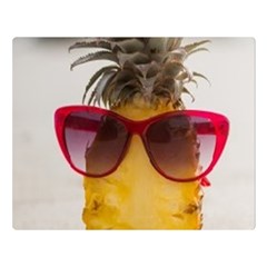 Pineapple With Sunglasses Double Sided Flano Blanket (large) 