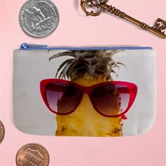 Pineapple With Sunglasses Large Coin Purse by LimeGreenFlamingo