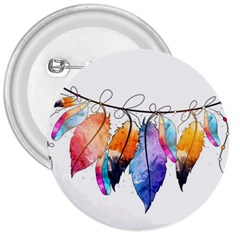 Watercolor Feathers 3  Buttons