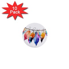 Watercolor Feathers 1  Mini Buttons (10 Pack)  by LimeGreenFlamingo