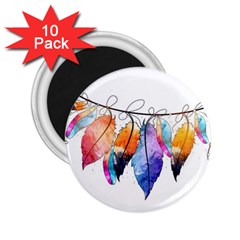 Watercolor Feathers 2 25  Magnets (10 Pack)  by LimeGreenFlamingo