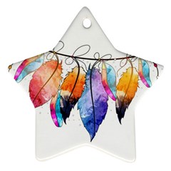 Watercolor Feathers Star Ornament (two Sides)