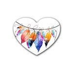 Watercolor Feathers Rubber Coaster (Heart)  Front