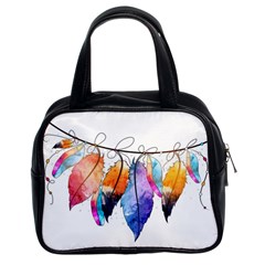 Watercolor Feathers Classic Handbags (2 Sides) by LimeGreenFlamingo