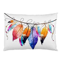 Watercolor Feathers Pillow Case by LimeGreenFlamingo