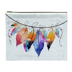 Watercolor Feathers Cosmetic Bag (xl) by LimeGreenFlamingo