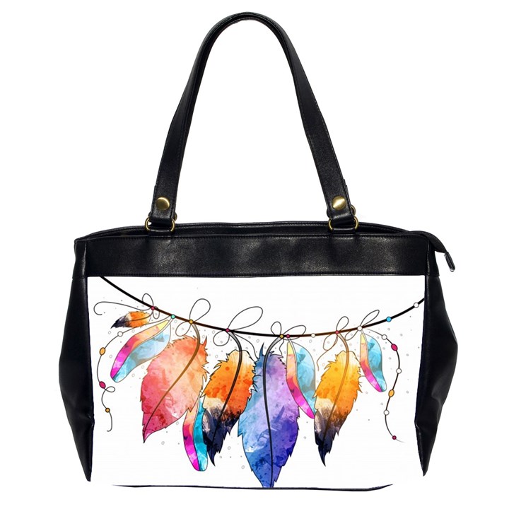 Watercolor Feathers Office Handbags (2 Sides) 