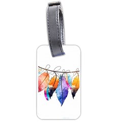 Watercolor Feathers Luggage Tags (one Side)  by LimeGreenFlamingo