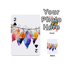 Watercolor Feathers Playing Cards 54 (mini)  by LimeGreenFlamingo