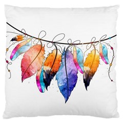 Watercolor Feathers Large Cushion Case (two Sides) by LimeGreenFlamingo