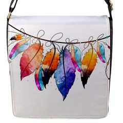 Watercolor Feathers Flap Messenger Bag (s) by LimeGreenFlamingo