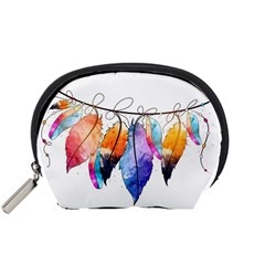 Watercolor Feathers Accessory Pouches (small)  by LimeGreenFlamingo