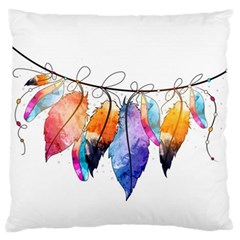 Watercolor Feathers Standard Flano Cushion Case (one Side)