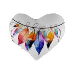 Watercolor Feathers Standard 16  Premium Flano Heart Shape Cushions Back