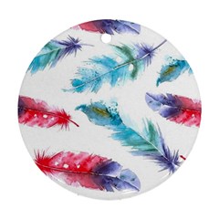 Watercolor Feather Background Ornament (round)