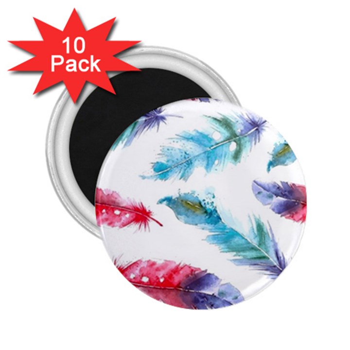 Watercolor Feather Background 2.25  Magnets (10 pack) 