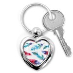 Watercolor Feather Background Key Chains (Heart)  Front